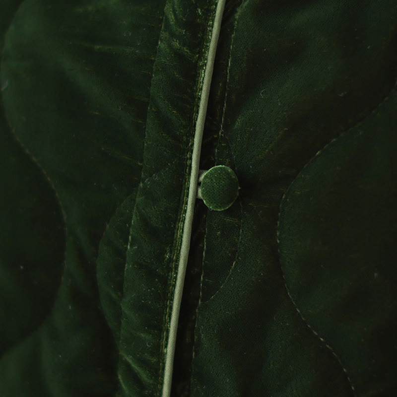 Kurzärmelige, dicke Damenjacke mit Buddha Stones -Diamantmuster und Taschen - image 12