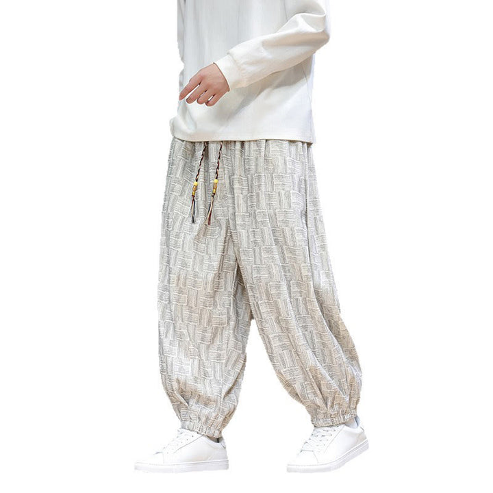 Buddha Stones Herbst Jacquard Karomuster Baumwollcord Herren Haremshose mit Taschen - image 22