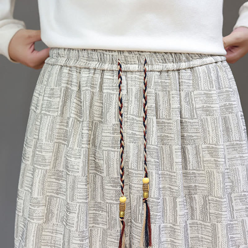 Buddha Stones Herbst Jacquard Karomuster Baumwollcord Herren Haremshose mit Taschen - image 19