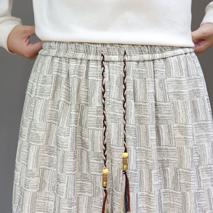 Buddha Stones Herbst Jacquard Karomuster Baumwollcord Herren Haremshose mit Taschen - image 19