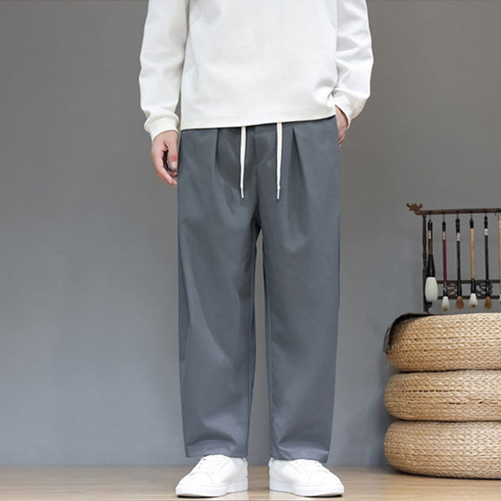 Buddha Stones Herbst Einfarbige Herren-Haremshose mit geradem Bein und Taschen - image 6