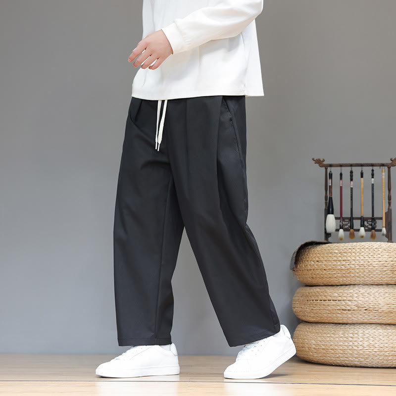 Buddha Stones Herbst Einfarbige Herren-Haremshose mit geradem Bein und Taschen - image 26