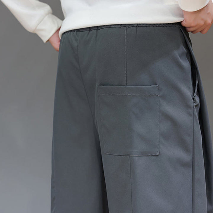 Buddha Stones Herbst Einfarbige Herren-Haremshose mit geradem Bein und Taschen - image 11