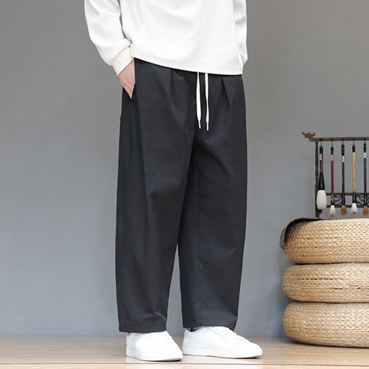 Buddha Stones Herbst Einfarbige Herren-Haremshose mit geradem Bein und Taschen - image 29