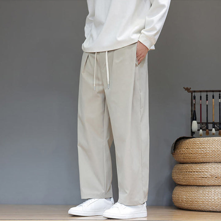 Buddha Stones Herbst Einfarbige Herren-Haremshose mit geradem Bein und Taschen - image 16