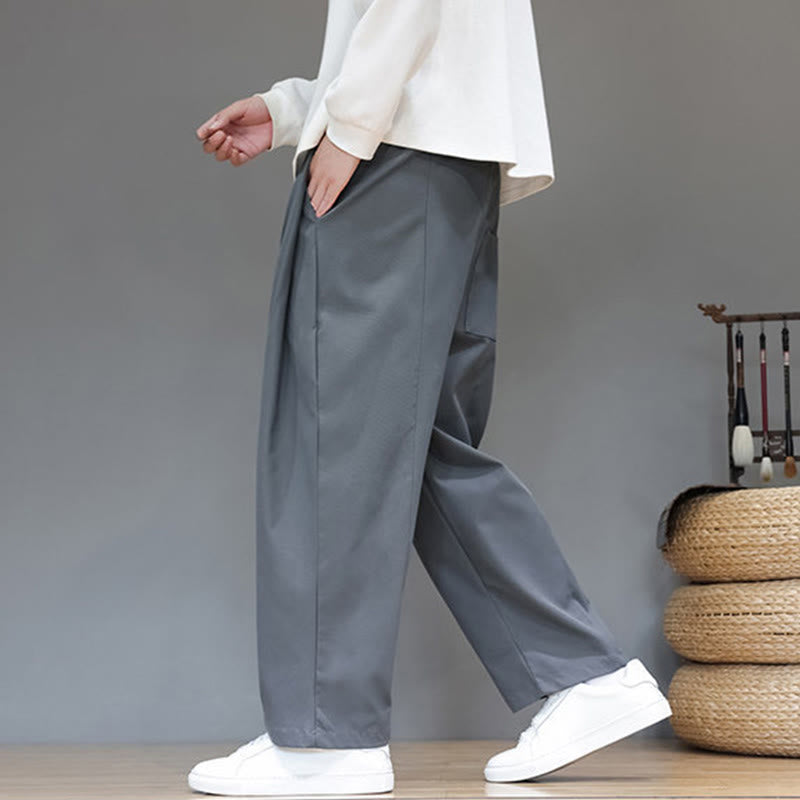 Buddha Stones Herbst Einfarbige Herren-Haremshose mit geradem Bein und Taschen - image 2