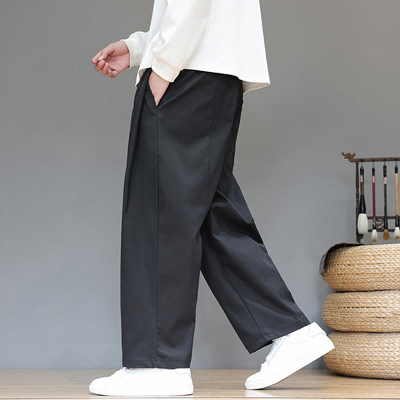 Buddha Stones Herbst Einfarbige Herren-Haremshose mit geradem Bein und Taschen - image 24