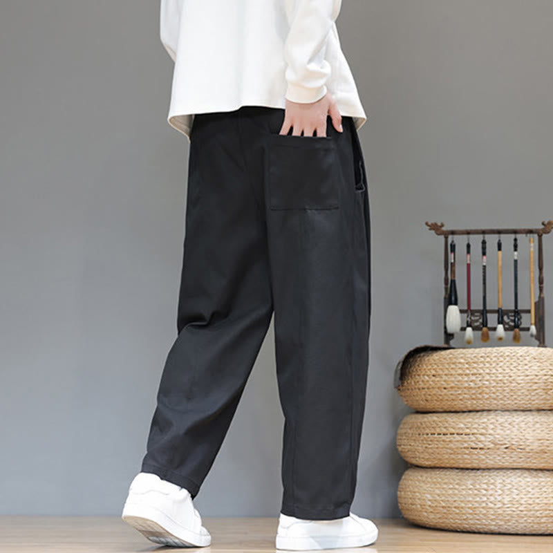 Buddha Stones Herbst Einfarbige Herren-Haremshose mit geradem Bein und Taschen - image 27