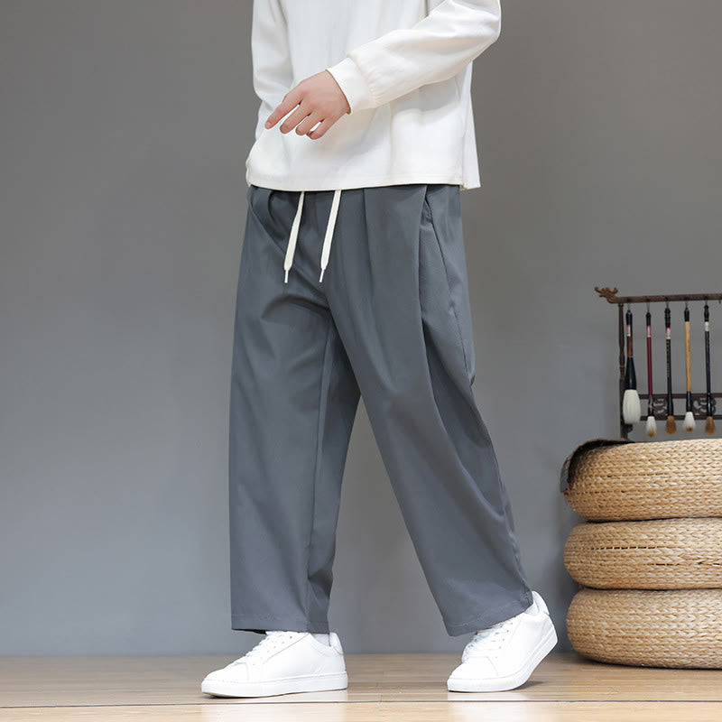 Buddha Stones Herbst Einfarbige Herren-Haremshose mit geradem Bein und Taschen - image 0