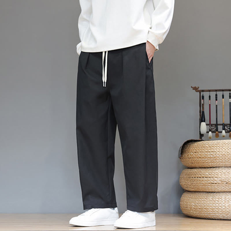 Buddha Stones Herbst Einfarbige Herren-Haremshose mit geradem Bein und Taschen - image 28