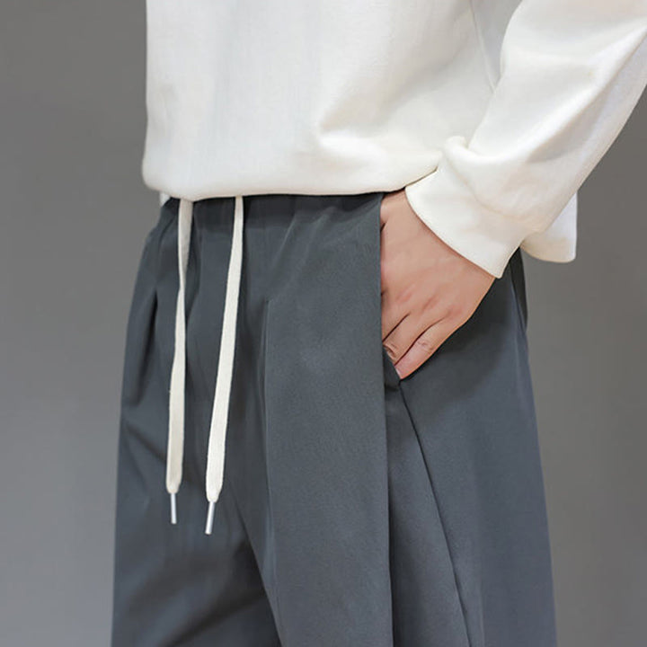 Buddha Stones Herbst Einfarbige Herren-Haremshose mit geradem Bein und Taschen - image 10