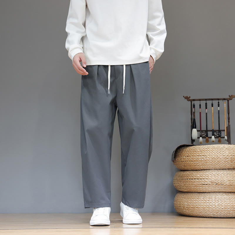 Buddha Stones Herbst Einfarbige Herren-Haremshose mit geradem Bein und Taschen - Hellschiefergrau - US/ UK/AU46, EU56 (5XL) - image 1