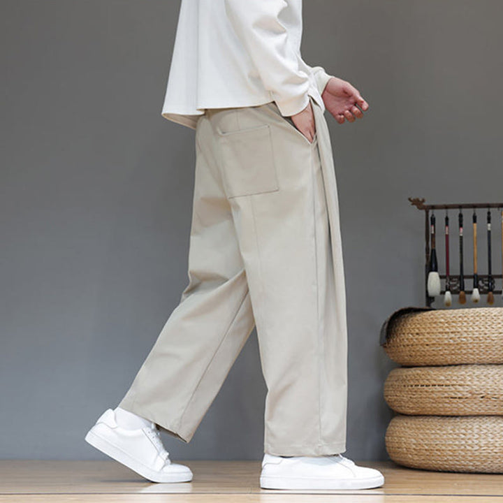 Buddha Stones Herbst Einfarbige Herren-Haremshose mit geradem Bein und Taschen - image 15