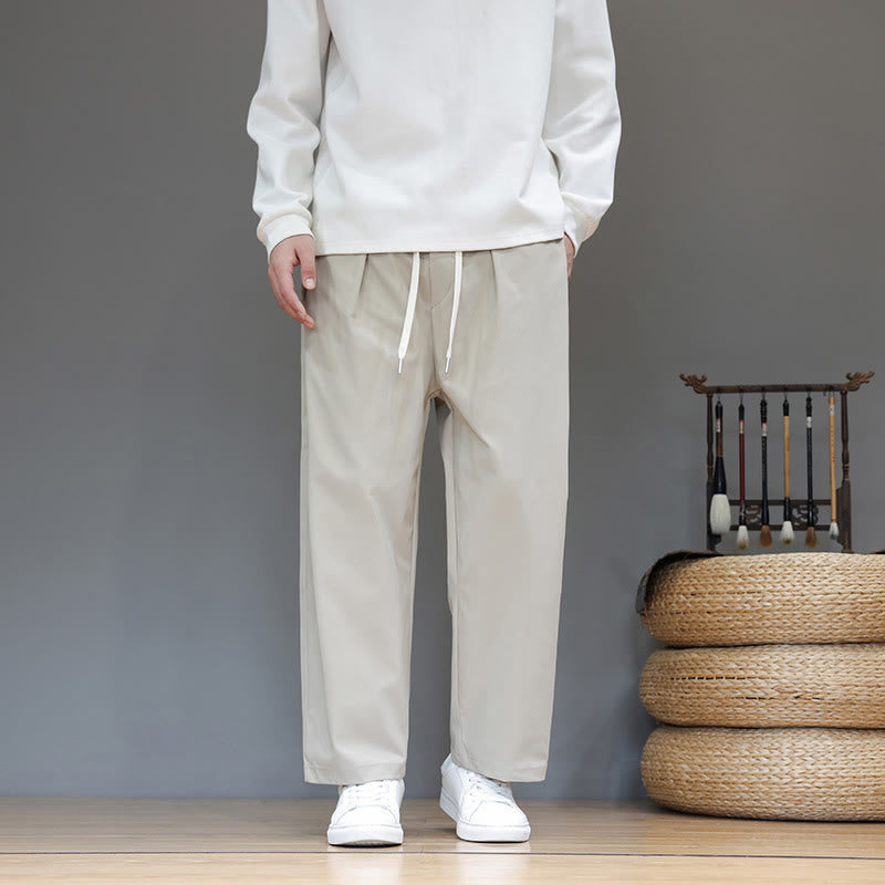 Buddha Stones Herbst Einfarbige Herren-Haremshose mit geradem Bein und Taschen - Beige - US/ UK/AU46, EU56 (5XL) - image 13