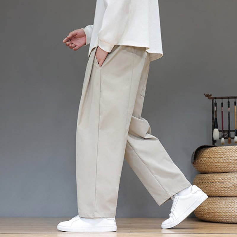 Buddha Stones Herbst Einfarbige Herren-Haremshose mit geradem Bein und Taschen - image 14