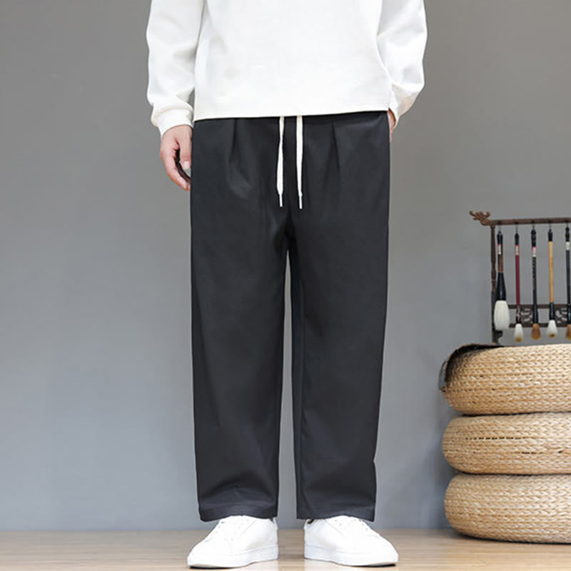 Buddha Stones Herbst Einfarbige Herren-Haremshose mit geradem Bein und Taschen - image 23