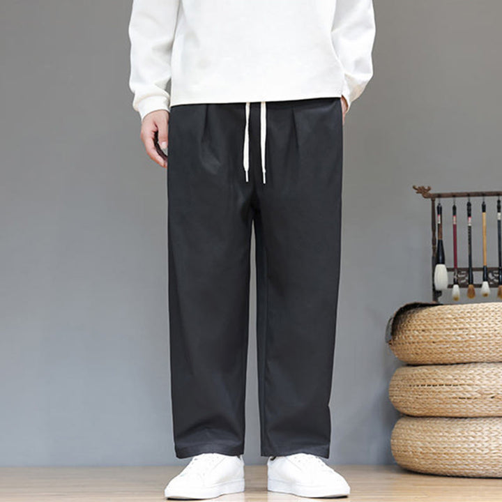 Buddha Stones Herbst Einfarbige Herren-Haremshose mit geradem Bein und Taschen - image 23