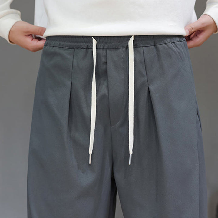 Buddha Stones Herbst Einfarbige Herren-Haremshose mit geradem Bein und Taschen - image 9