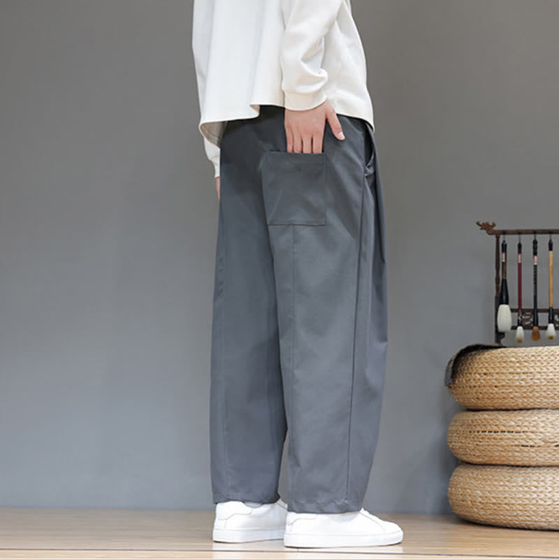 Buddha Stones Herbst Einfarbige Herren-Haremshose mit geradem Bein und Taschen - image 7