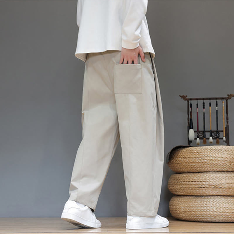 Buddha Stones Herbst Einfarbige Herren-Haremshose mit geradem Bein und Taschen - image 19