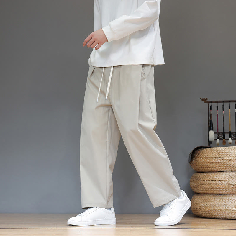 Buddha Stones Herbst Einfarbige Herren-Haremshose mit geradem Bein und Taschen - image 18