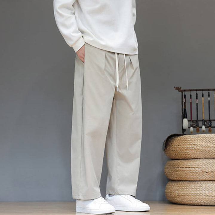 Buddha Stones Herbst Einfarbige Herren-Haremshose mit geradem Bein und Taschen - image 17