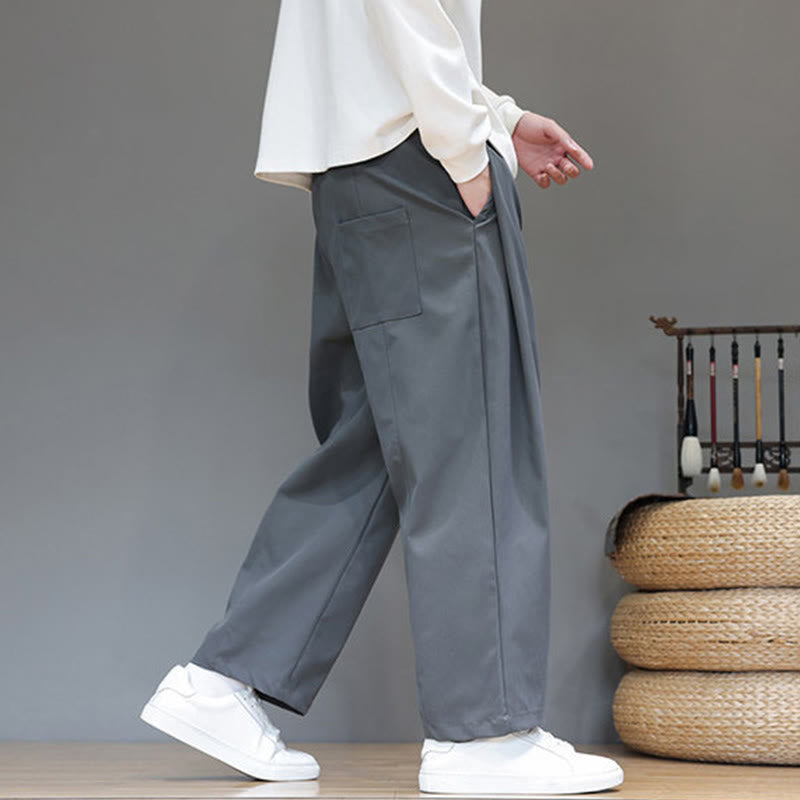 Buddha Stones Herbst Einfarbige Herren-Haremshose mit geradem Bein und Taschen - image 3