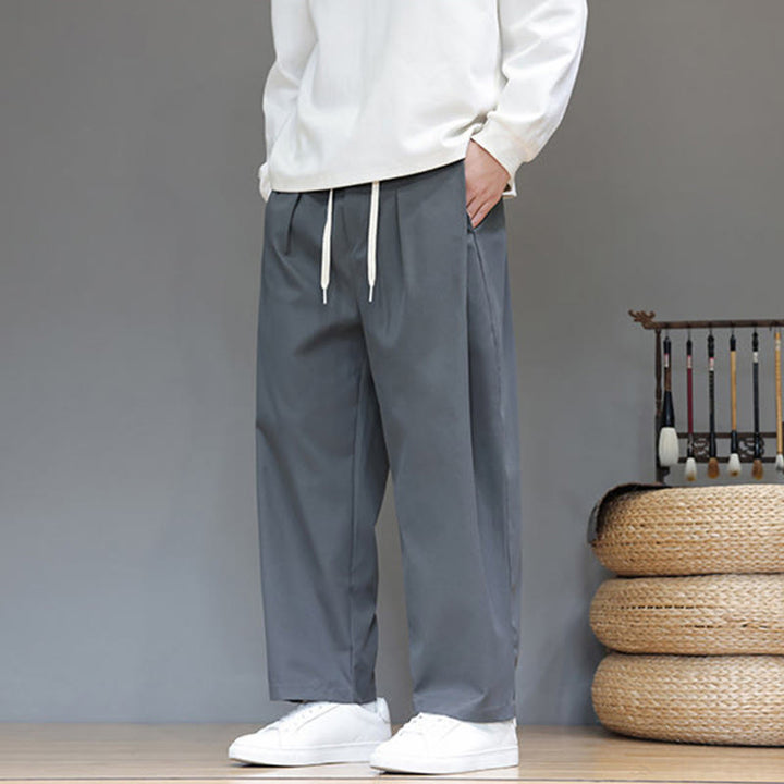 Buddha Stones Herbst Einfarbige Herren-Haremshose mit geradem Bein und Taschen - image 4