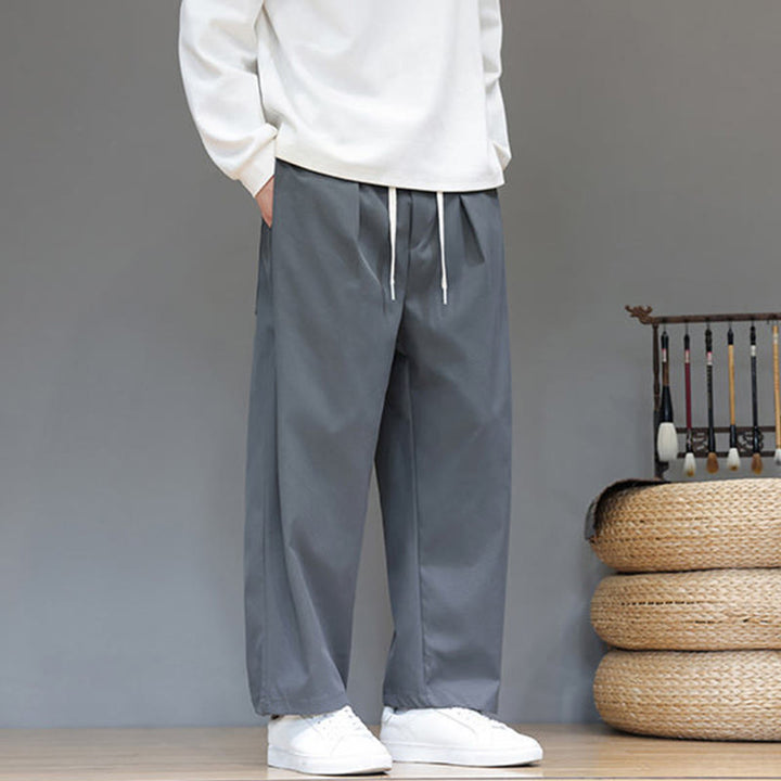 Buddha Stones Herbst Einfarbige Herren-Haremshose mit geradem Bein und Taschen - image 5