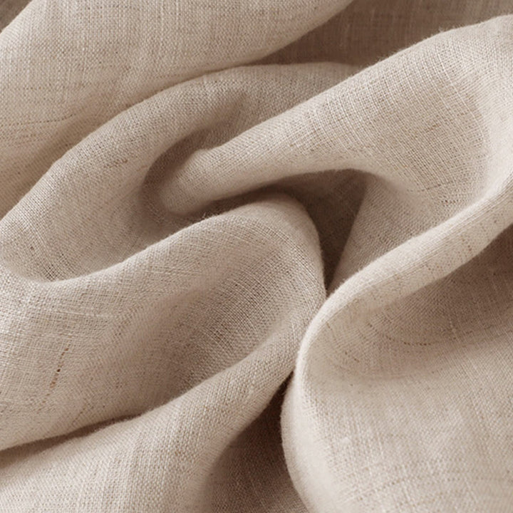 Buddha Stones ​​Beige Knöpfe Revers Design Langarm Baumwoll-Midikleid mit Taschen - image 7