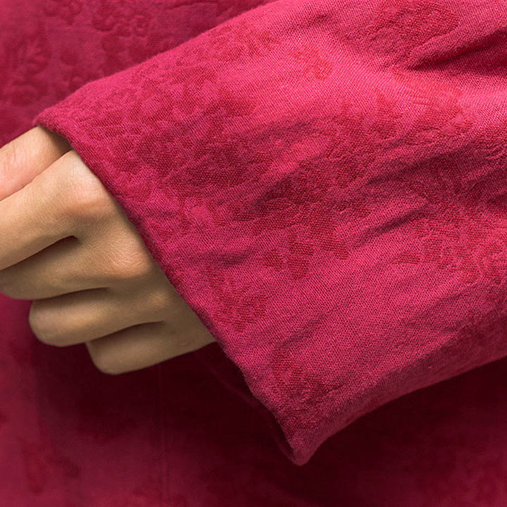 Buddha Stones Damenhemd und Hose mit Froschknopfleiste, langen Ärmeln und Taschen aus Baumwolljacquard - image 12