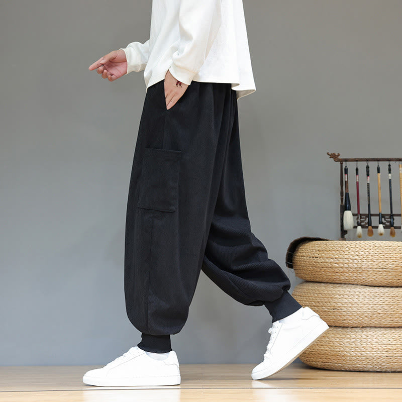 Buddha Stones Frühlings-Baumwollhose für Herren, einfarbig, knöchellang, mit Taschen - image 26