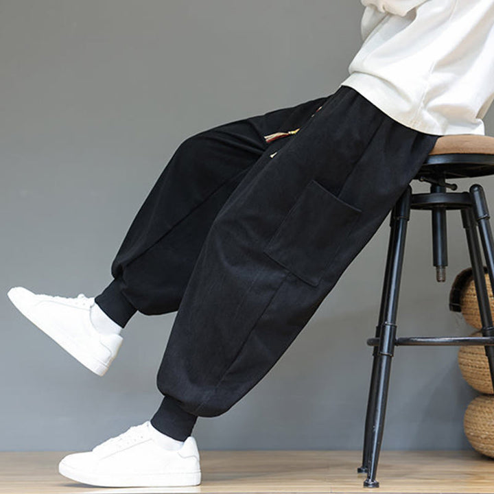 Buddha Stones Frühlings-Baumwollhose für Herren, einfarbig, knöchellang, mit Taschen - image 28