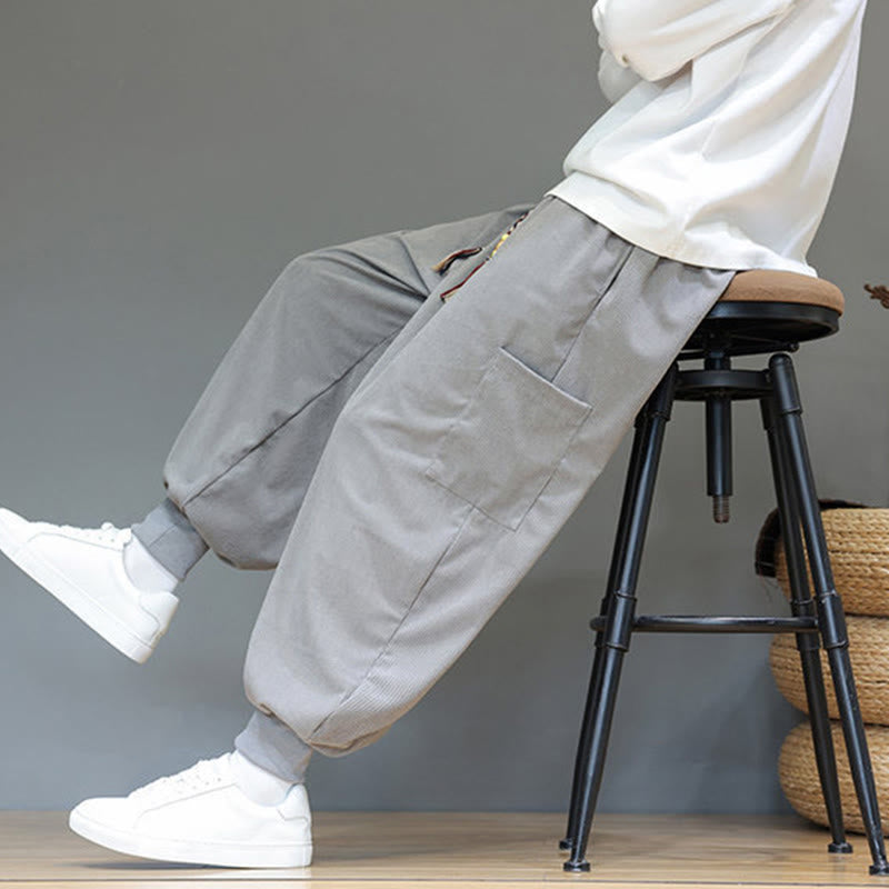 Buddha Stones Frühlings-Baumwollhose für Herren, einfarbig, knöchellang, mit Taschen - image 15