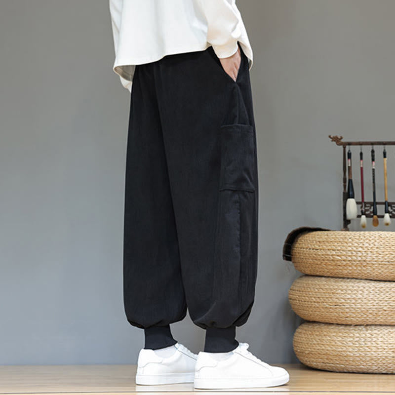 Buddha Stones Frühlings-Baumwollhose für Herren, einfarbig, knöchellang, mit Taschen - image 27