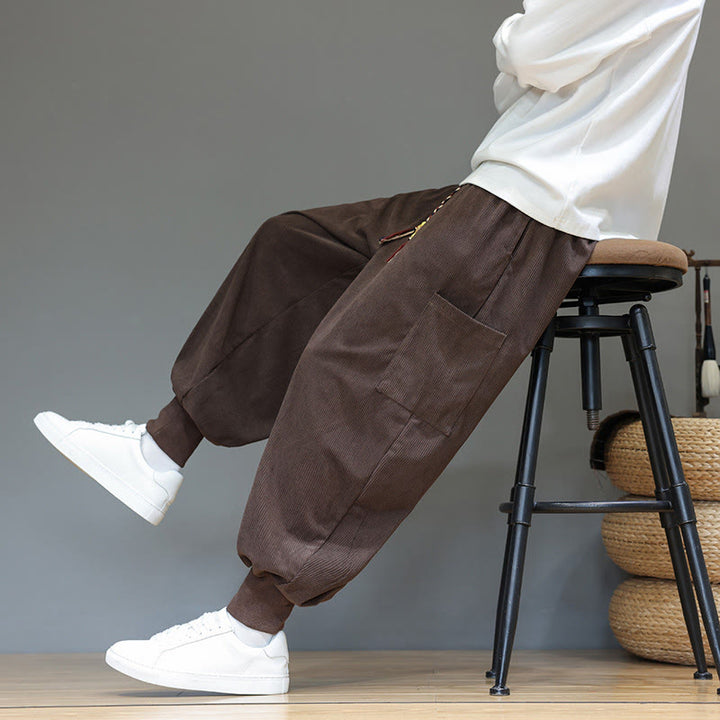 Buddha Stones Frühlings-Baumwollhose für Herren, einfarbig, knöchellang, mit Taschen - image 36