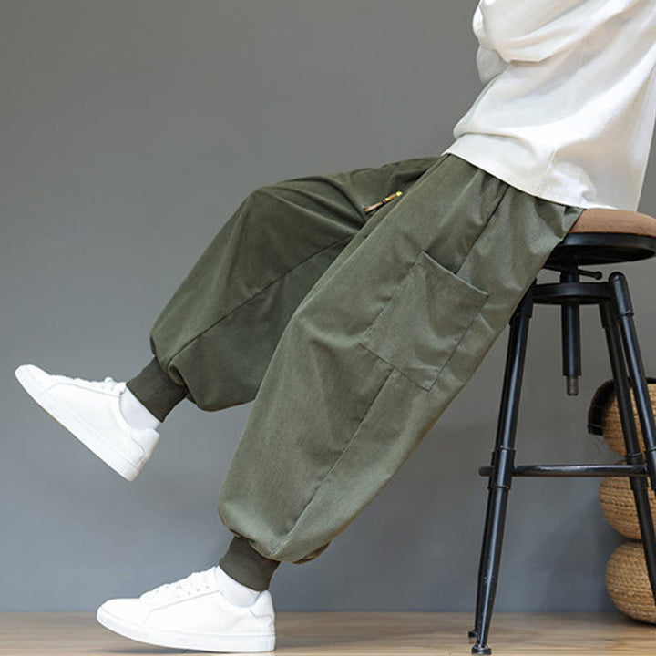 Buddha Stones Frühlings-Baumwollhose für Herren, einfarbig, knöchellang, mit Taschen - image 7