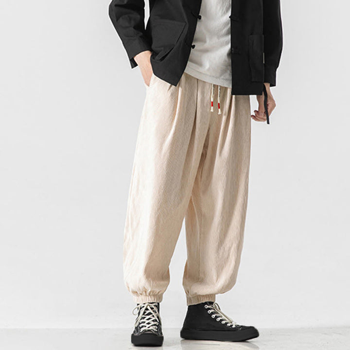 Buddha Stones, schlichte Baumwollhose für Herren mit Kordelzug und elastischen Bündchen, Taschen - image 24