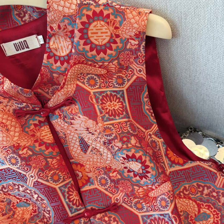 Buddha Stones, Froschknopf, Drachenblume, Bambus-Jacquard-Design, Damenweste, Hemd - image 4