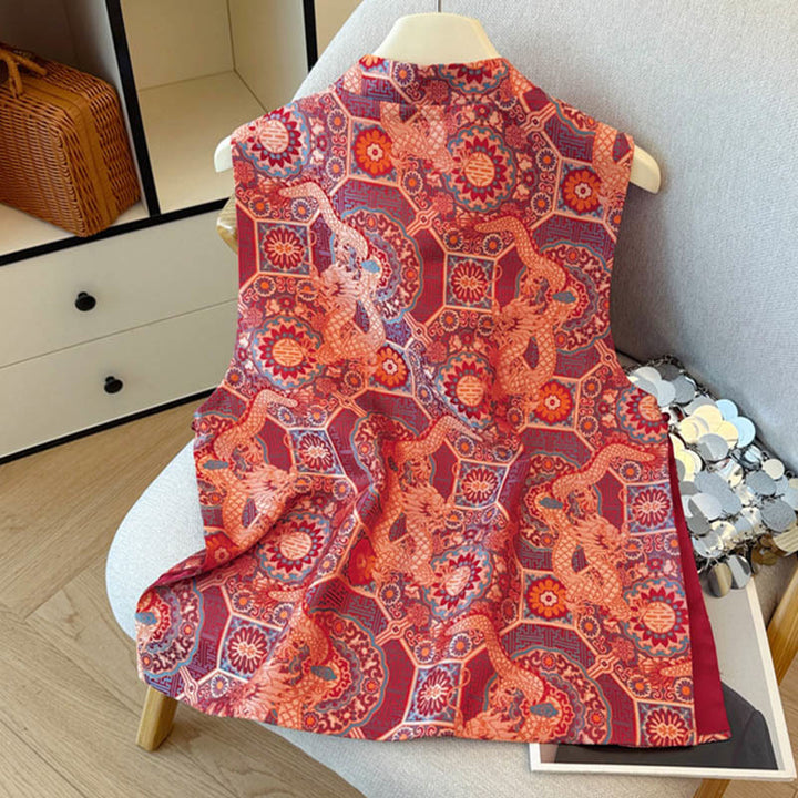 Buddha Stones, Froschknopf, Drachenblume, Bambus-Jacquard-Design, Damenweste, Hemd - image 2