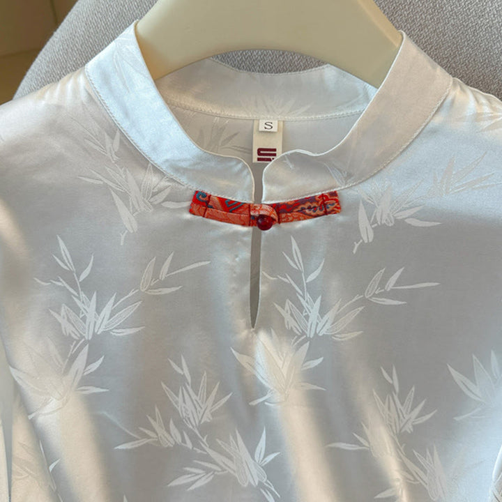 Buddha Stones, Froschknopf, Drachenblume, Bambus-Jacquard-Design, Damenweste, Hemd - image 10