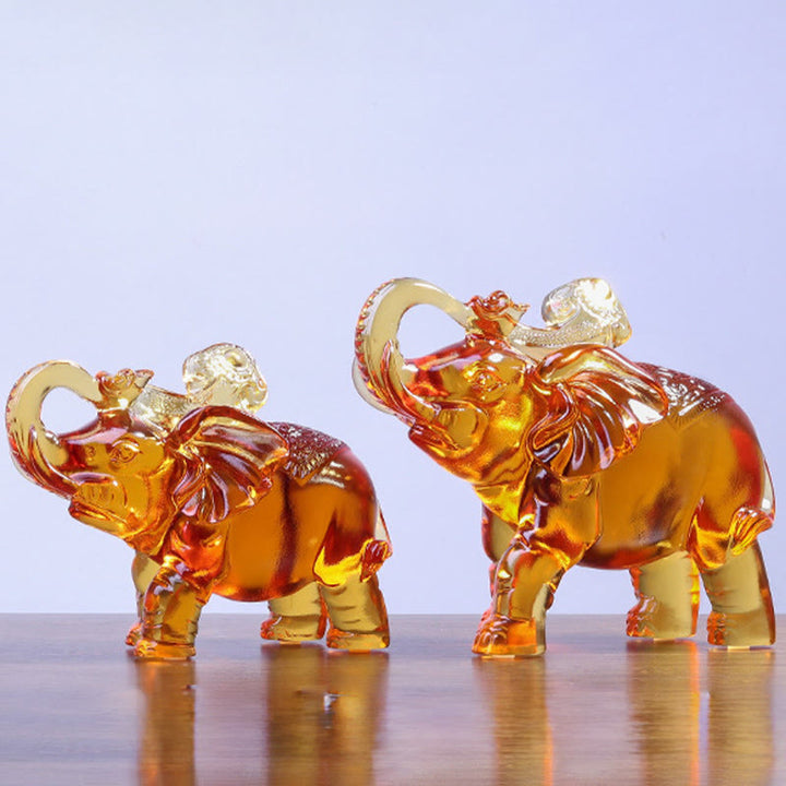 Buddha Stones ​​Gelber Liuli-Kristall Elefantenrüssel Auf- und Abwärtsdesign Stärke Heimdekoration - image 21