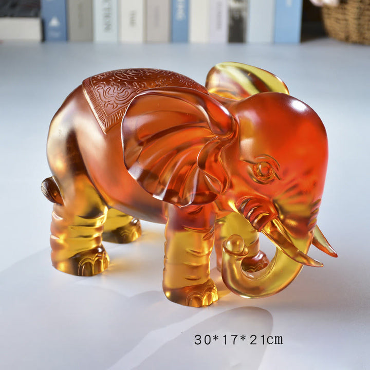 Buddha Stones ​​Gelber Liuli-Kristall Elefantenrüssel Auf- und Abwärtsdesign Stärke Heimdekoration - Extra großer Elefant (Rüssel nach unten) 30 x 17 x 21 cm - image 17