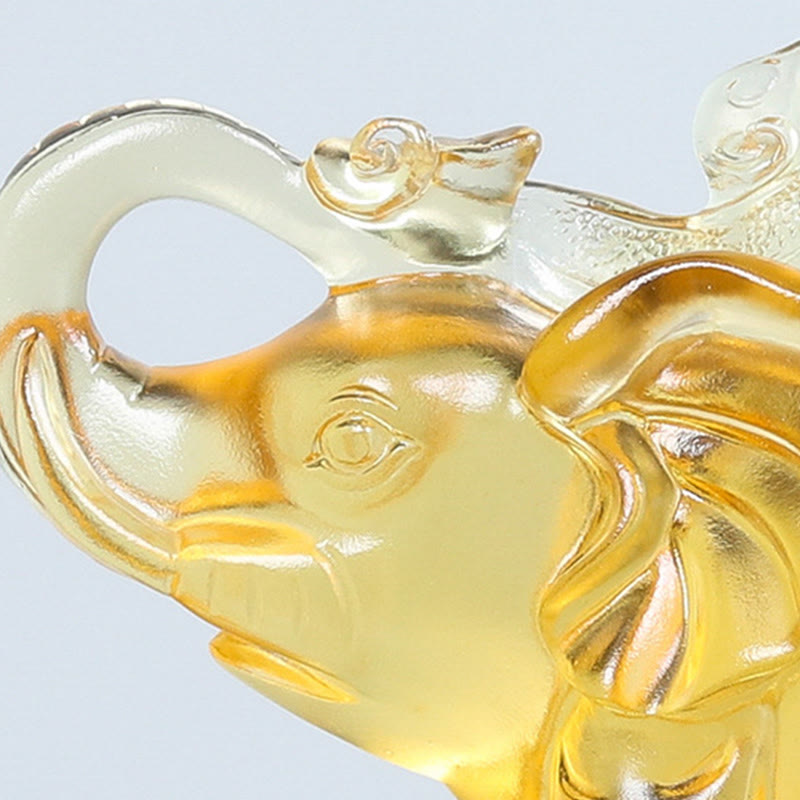 Buddha Stones ​​Gelber Liuli-Kristall Elefantenrüssel Auf- und Abwärtsdesign Stärke Heimdekoration - image 10