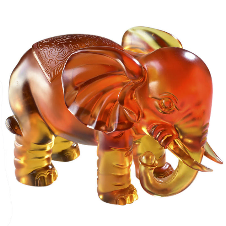 Buddha Stones ​​Gelber Liuli-Kristall Elefantenrüssel Auf- und Abwärtsdesign Stärke Heimdekoration - image 23