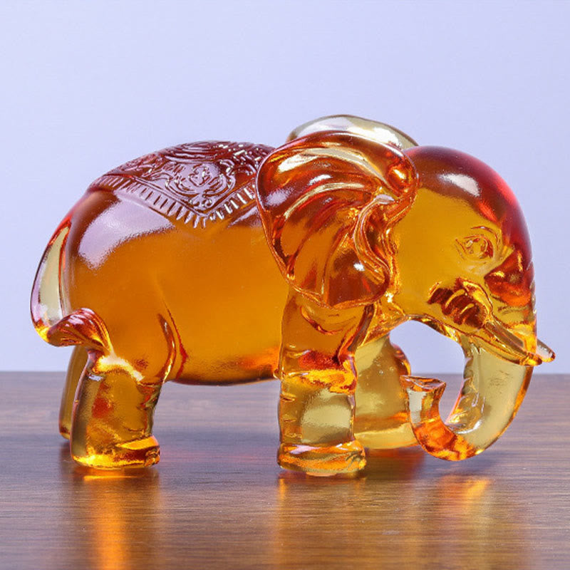 Buddha Stones ​​Gelber Liuli-Kristall Elefantenrüssel Auf- und Abwärtsdesign Stärke Heimdekoration - image 4