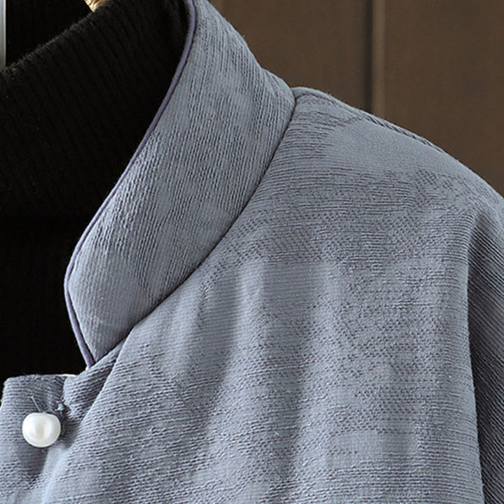 Buddha Stones, Froschknopf-Damenjacke mit langen Ärmeln, dickem Baumwollstoff und floralen Bündchen - image 3