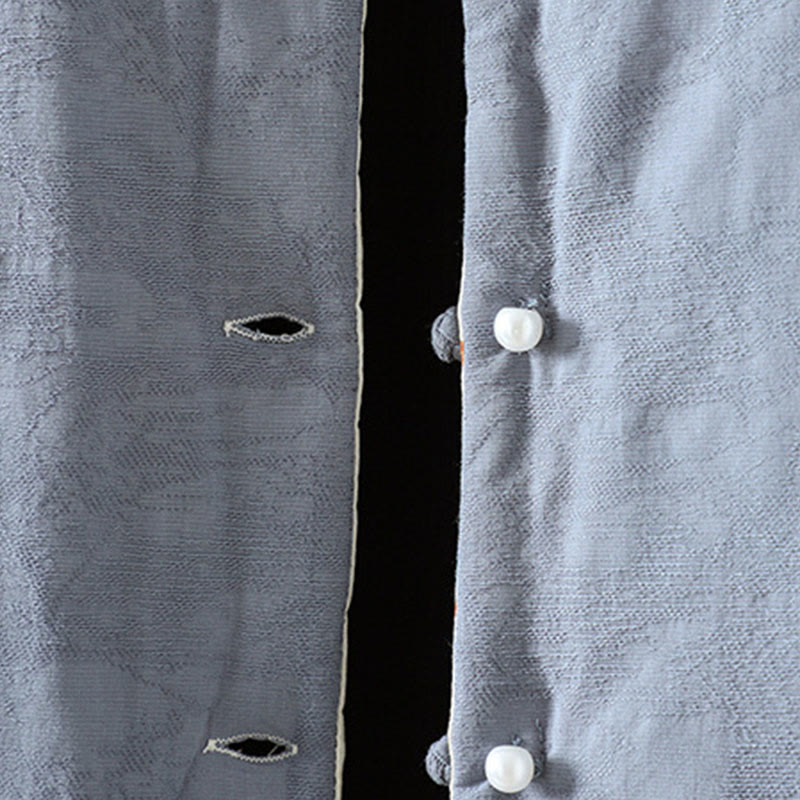 Buddha Stones, Froschknopf-Damenjacke mit langen Ärmeln, dickem Baumwollstoff und floralen Bündchen - image 4