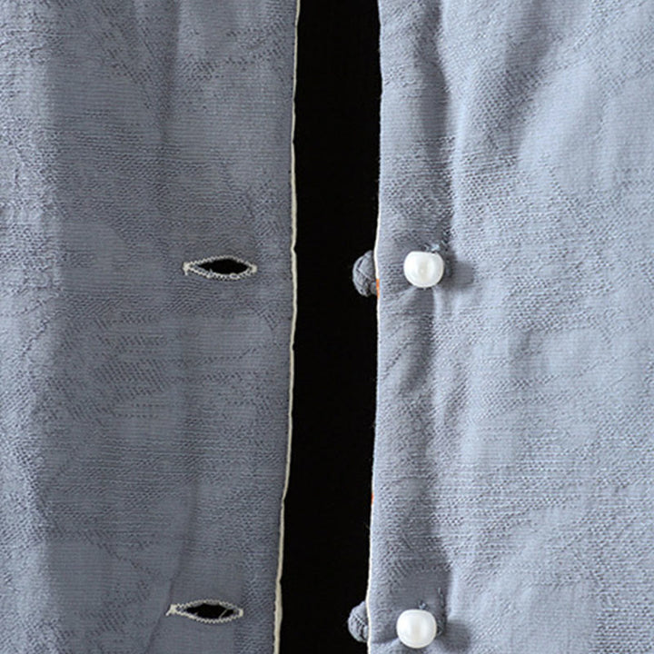 Buddha Stones, Froschknopf-Damenjacke mit langen Ärmeln, dickem Baumwollstoff und floralen Bündchen - image 4