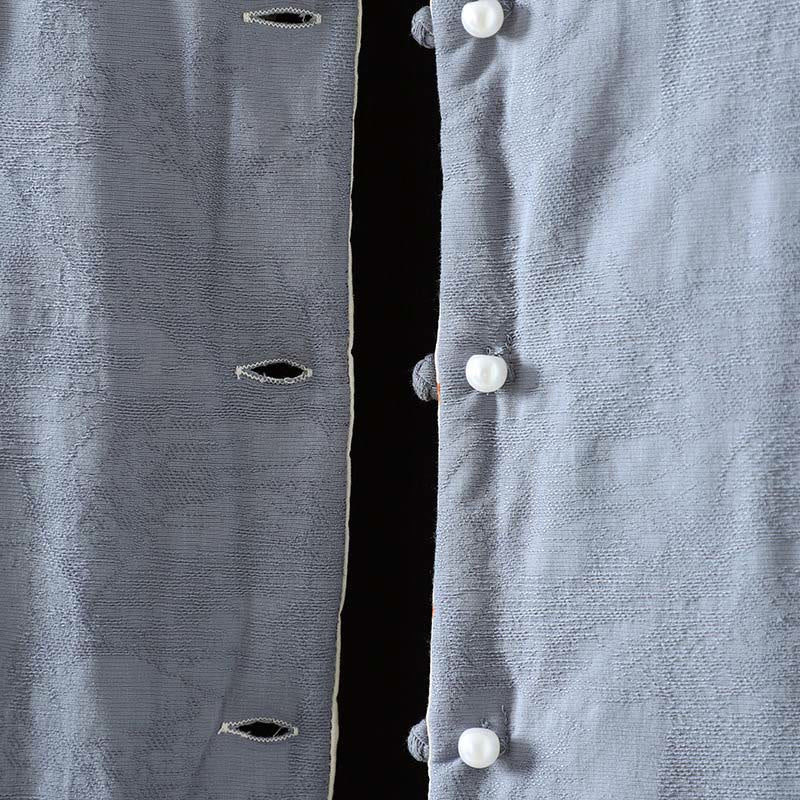 Buddha Stones, Froschknopf-Damenjacke mit langen Ärmeln, dickem Baumwollstoff und floralen Bündchen - image 5